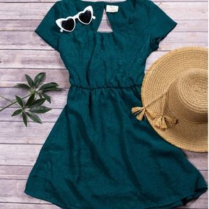 Green Cutout Skater Dress